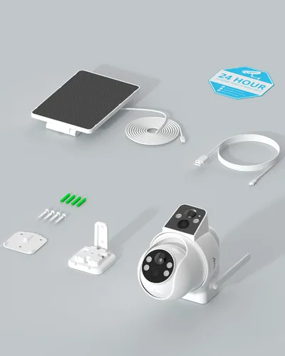 Miniatura 8 de ANRAN Paquete de 2 Cámaras de Seguridad Solar de Doble Lente Inalámbricas para Exteriores - Gran Angular Fijo de 3MP + PTZ con Vista de 360°, Cámara