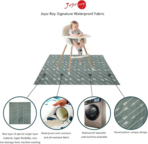 Miniatura 3 de Joyo roy Tapete de 53.1 x 55.1 in para bebé, tapete impermeable para silla alta, tapete de juego para niños pequeños, manteles individuales