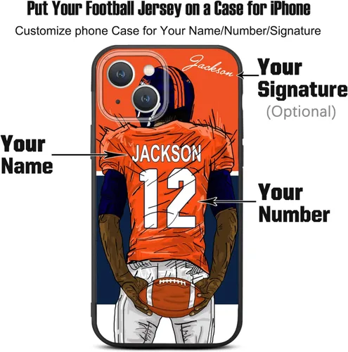 Miniatura 2 de Funda de fútbol personalizada con nombre y número para iPhone17 Air 16 15 Pro Max 14 13 Mini 12 11 Xs Max Xr SE3 8 7 6 Plus, silicona líquida