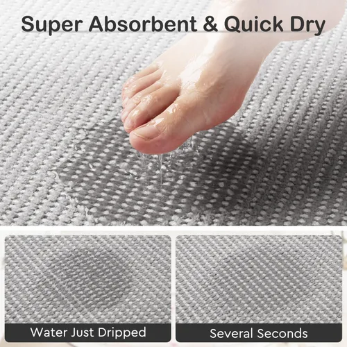 Miniatura 4 de MontVoo Tapete de baño de felpilla absorbente, de secado rápido, con parte trasera de goma, antideslizante, lavable, ultra delgado, para debajo