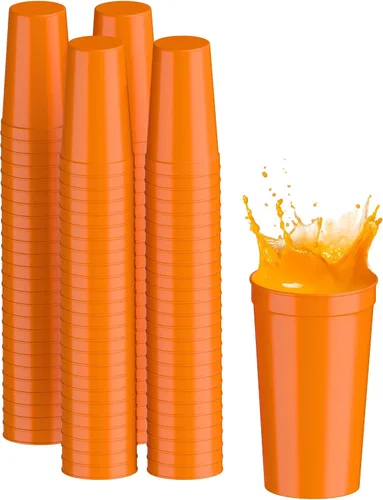 Miniatura 116 de PartyPrints Paquete de 100 vasos de plástico en blanco reutilizables de 10 a 12 onzas, vasos de estadio a granel, sin BPA, aptos para lavavajillas