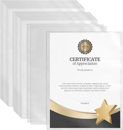 Miniatura 8 de VOKOY 25 Pack No Holes Sheet Protectors, 8.5" x 11", Letter Size Heavy Duty Clear View Page Sleeves Protectors, Clear Paper Document Artwork