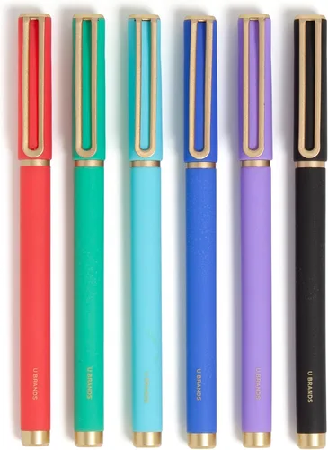 U Brands Catalina - Bolígrafos de punta de fieltro, juego de 6 bolígrafos de tinta de colores surtidos, tonos brillantes suaves al tacto, punta