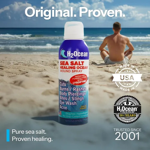 Miniatura 3 de Spray curativo de sal marina para heridas – Piercing natural y lavado de heridas para cortes, quemaduras, acné e irritaciones de la piel – Spray