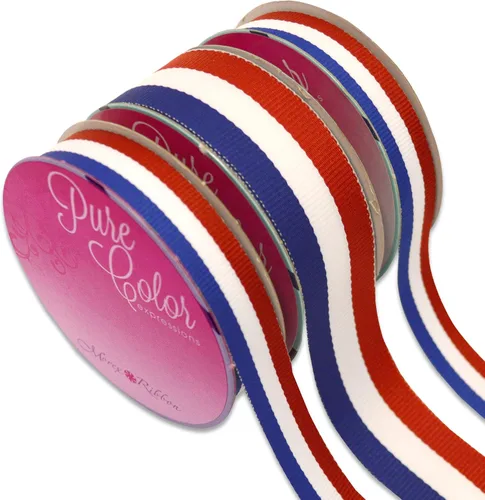 Miniatura 8 de Morex Ribbon 93609/25-914 - Cinta patriótica de grogrén a rayas de 1.5 pulgadas x 25 yardas para envolver regalos, rojo/blanco/azul, decoraciones