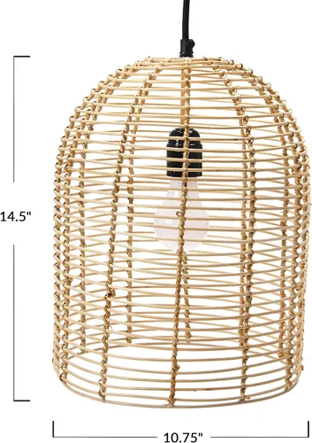 Miniatura 2 de Creative Co-Op Lámpara de techo moderna de ratán tejida a mano, estilo bohemio, natural
