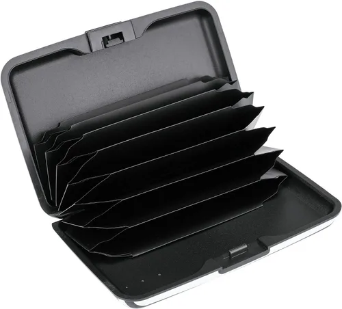 Miniatura 232 de ELFISH Mini cartera de aluminio RFID para tarjetas de crédito, funda de identificación de metal para hombres y mujeres, Happy Flower, Cartera Rfid