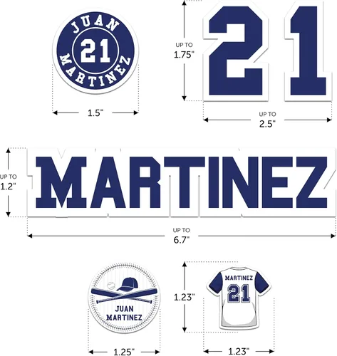 Miniatura 4 de Juego de calcomanías personalizadas para casco de béisbol, incluye calcomanías personalizadas para bates de béisbol, bates de sóftbol, cascos