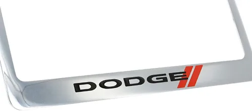 Miniatura 2 de Dodge Marco de matrícula con logotipo (2 agujeros/latón, cromo/ancho)