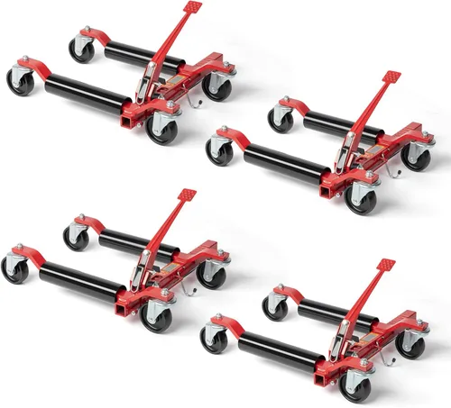 TUFFIOM Juego de 4 gatos para ruedas de automóvil, patines mecánicos de 6000 libras, gato de posicionamiento de vehículo de 12 pulgadas, rodillos