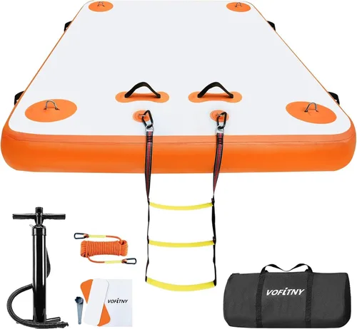 VOFiTNY Muelle flotante inflable, plataforma flotante para lagos, flotadores de lago para adultos, tapete de balsa para isla para lago, playa,