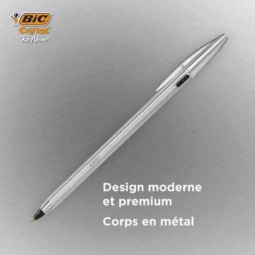 Miniatura 4 de BIC Cristal Re'New - Bolígrafo recargable de alta calidad, en negro y azul, paquete de 2 unidades, incluye 2 recambios de cada