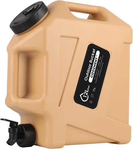 COOZMENT Contenedores de agua de 3.2 galones/5 galones con grifo, jarra de agua sin BPA, tanque de agua verde militar, contenedores de