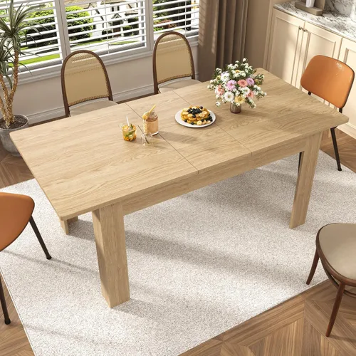 Miniatura 2 de jiteentarou Mesa de comedor extensible para 6-10 personas de 59 a 86 pulgadas, mesas ampliables de 86 pulgadas de largo para espacios pequeños, Roble