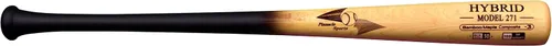 Miniatura 9 de BAMBOOBAT BY PINNACLE SPORTS EQUIPMENT INC. Bate de béisbol híbrido de bambú y arce para adultos con mango recubierto de goma Mango negro/barril