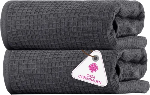 Miniatura 39 de CASA COPENHAGEN Juego de 6 toallas de palomitas de maíz, color azul polvoriento, 21.16 oz/m², 2 toallas de baño, 2 toallas de mano y 2 toallas