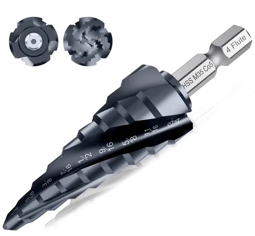 Miniatura 10 de Juego de Brocas de Paso, de 1/4" a 2-3/8", Broca de Paso de Vástago Hexagonal de Acero de Alta Velocidad para Acero Inoxidable, Metal, Aluminio