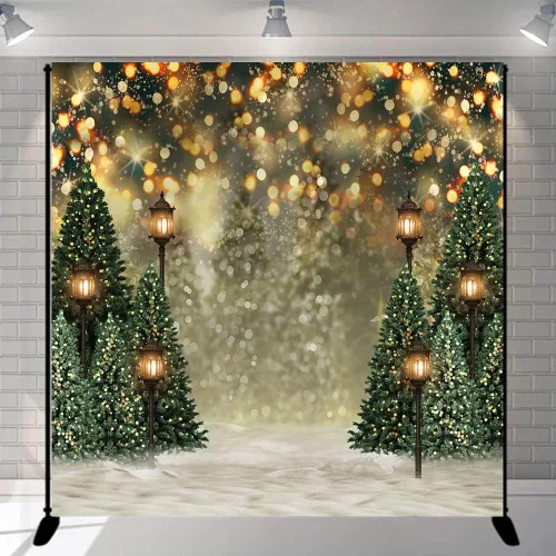 Miniatura 9 de Mocsicka Fondo de paisaje de bosque de invierno nevado, árbol de pino de Navidad con puntos de halo para fotografía, fondo de invierno, bosque
