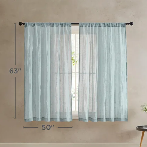 Miniatura 2 de French Connection - Cortina para ventana, juego de 2 paneles, semitransparente, decoración moderna del hogar, cortinas para sala de estar, comedor