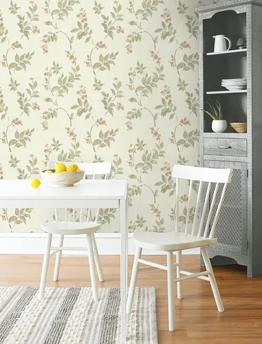 Miniatura 9 de Vinjiasin Papel Tapiz Despegar y Pegar Papel Tapiz Floral Autoadhesivo Removible Papel de Contacto Vintage de Flores y Hojas Papel de Pared