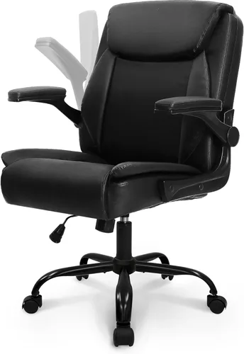 Miniatura 10 de NEO CHAIR Silla ergonómica ejecutiva para computadora de escritorio, oficina, juegos, de cuero con reposabrazos abatibles acolchados ajustables