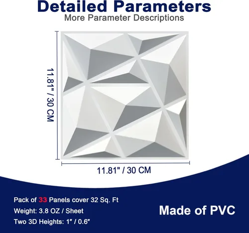 Miniatura 3 de MIX3D Paquete de 33 paneles de pared 3D, diseño moderno con textura de diamante para decoración de pared interior en sala de estar, dormitorio, sala