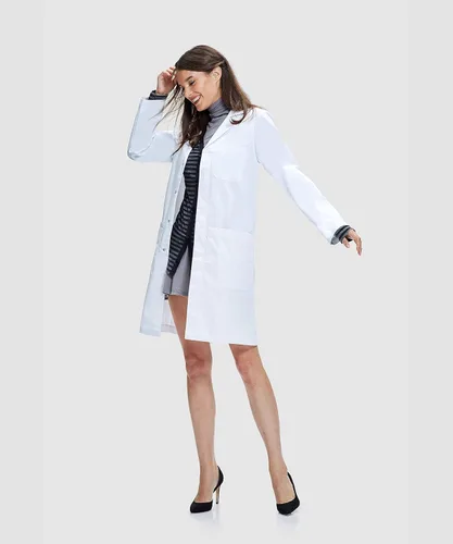 Miniatura 4 de Dr. James Lab Coat, 100% Cotton, Unisex, Multiple Pockets, Classic Fit, 39 Inch Length, White