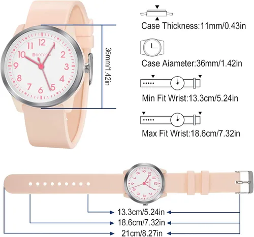 Miniatura 3 de Reloj analógico para niños y niñas, niños y adolescentes, de 5 a 18 años, tiempo de aprendizaje y fácil de leer, reloj de pulsera minimalista
