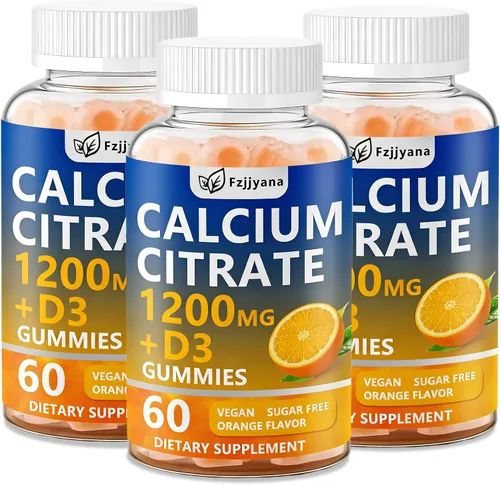 Miniatura 9 de (2 unidades) Citrato de calcio con gomitas de vitamina D3, suplemento de calcio de 1200 mg para mujeres y hombres, apoya la salud de los huesos