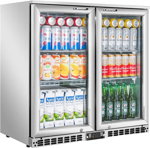 Miniatura 12 de Enfriador de barra trasera con 2 puertas de vidrio, refrigerador comercial de bebidas bajo mostrador, 7.4 pies cúbicos, ETL, refrigeradores