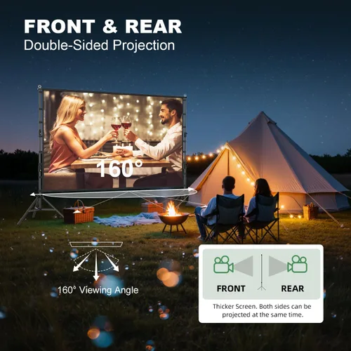 Miniatura 4 de Pantalla y soporte de proyector de 180 pulgadas, pantalla de proyección al aire libre de 15 pies, pantalla de cine portátil grande sin arrugas