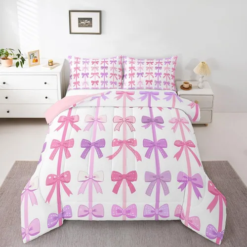 Miniatura 20 de Feelyou Juego de edredón de castillo rosa para niños, tamaño individual, juego de ropa de cama de princesa para niños y niñas, inserto de edredón