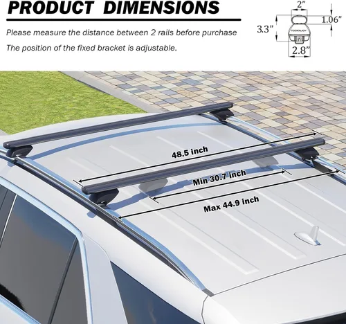Miniatura 2 de COWVIE Barras cruzadas de techo de aluminio de 47 pulgadas para carriles laterales elevados, barras de carga ajustables, capacidad de carga de 165