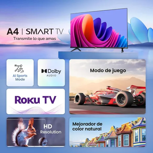 Miniatura 4 de Hisense Serie A4 32A4HNR - Smart Roku TV HD 720p de 32 pulgadas con compatibilidad Alexa - Audio Dolby, diseño de bisel delgado, Asistente de Google