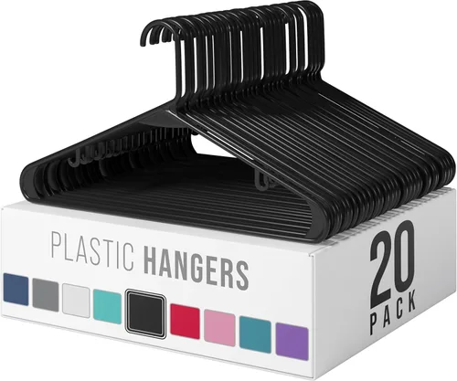 Miniatura 19 de Perchas de plástico para ropa, paquete de 20 unidades, ganchos de plástico color aguamarina, son perfectas para colgar abrigos y ahorrar espacio