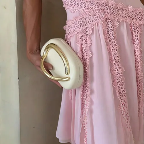 Miniatura 3 de Bolso de hombro de cuero PU con asa metálica para mujer, cartera compacta de piedra, bolso de mano informal para viajes, bolso tipo clutch
