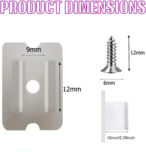 Miniatura 2 de dobestyou 100 clips de luz LED de neón, hechos de plástico PP con tornillos, compatible con tiras de neón LED de 0.236 x 0.472 pulgadas