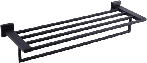 GERZWY Estante de toalla con toallero organizador para baño de 24 pulgadas SUS 304 de acero inoxidable moderno montaje en pared negro mate AG1502B-BK