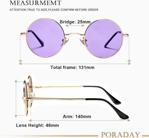 Miniatura 7 de PORADAY Circle Lennon - Gafas de sol redondas polarizadas estilo hippie pequeño círculo