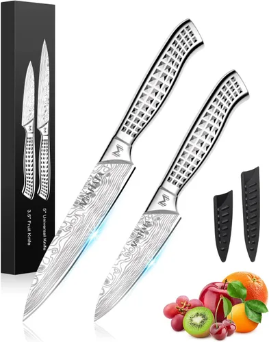 Miniatura 18 de MOSFiATA Juego de 6 cuchillos, juego de cuchillos japoneses de acero inoxidable para cocina con bolsa de almacenamiento de tela Oxford, apto