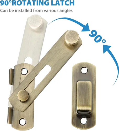 Miniatura 6 de Alise Cerradura de puerta de 4 pulgadas, cerradura de puerta de seguridad para valla de madera de granero, puertas francesas deslizantes, acero