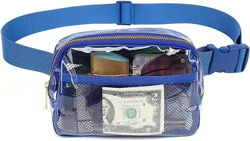 Miniatura 3 de Riñonera transparente para mujer, aprobada por el estadio, bolsa cruzada transparente con cinturón ajustable para entrenamiento, compras, viajes