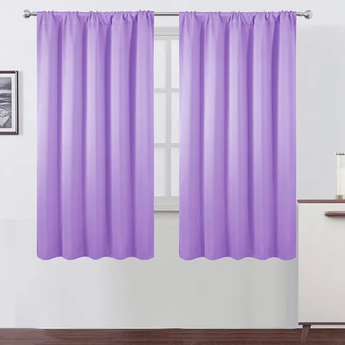 Miniatura 146 de LEMOMO Cortinas opacas negras para cocina, 42 x 45 pulgadas, juego de 2 paneles de cortinas opacas con bolsillo para cortinero para ventana pequeña