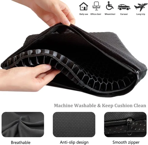 Miniatura 2 de Cojín de gel para asiento, cojín de gel doble grueso en forma de huevo para alivio del dolor por presión, cojín transpirable para silla de ruedas