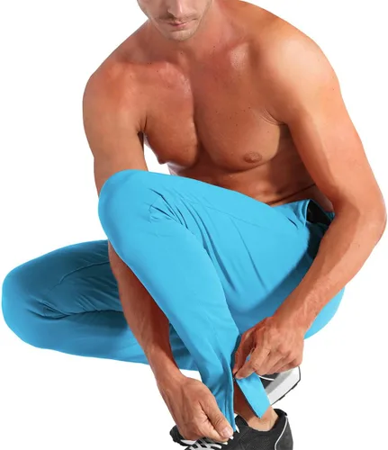 Miniatura 4 de Brokig - Pantalones deportivos con cremallera para hombre, pantalones casuales para entrenamiento y gimnasia, cómodos pantalones de chándal