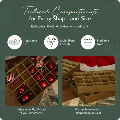 Miniatura 5 de Covermates Keepsakes – Caja de almacenamiento ajustable de 72 piezas – Capacidad para adornos de 4 pulgadas – Resistente – Asas – apilables