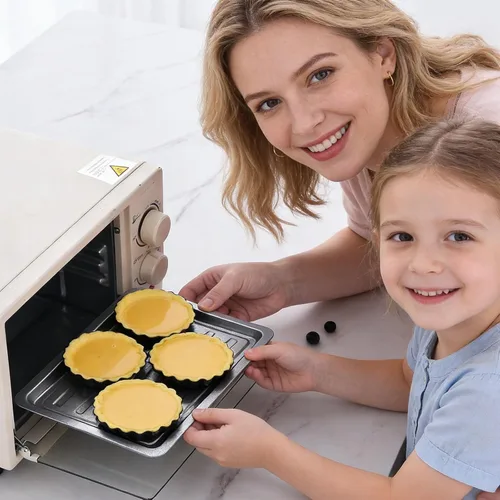 Miniatura 6 de DATANYA Paquete de 16 mini moldes para tartas de 4 pulgadas con parte inferior extraíble redonda antiadherente para quiche, moldes para tartas