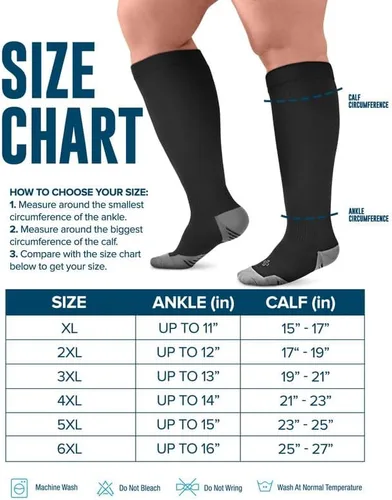 Miniatura 6 de Doctor's Select 3 Pairs Plus Size Compression Socks Wide Calf - Upt o 6XL 20-30 mmHg Compression Socks for Women Wide Calf