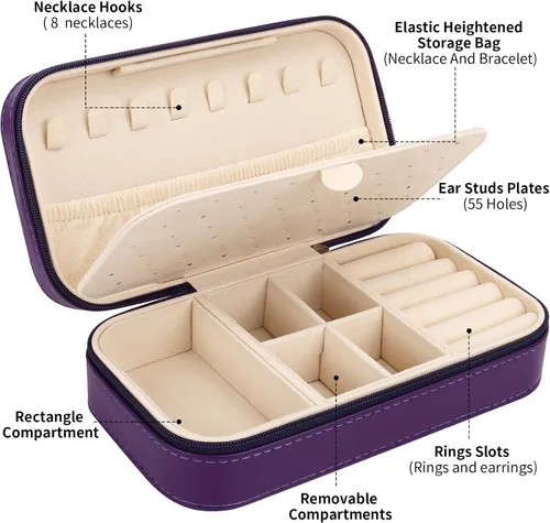 Miniatura 2 de DesignSter Joyero de viaje, estuche portátil de piel sintética, pequeñas cajas de joyería para regalos, organizador de joyas de viaje para mujeres