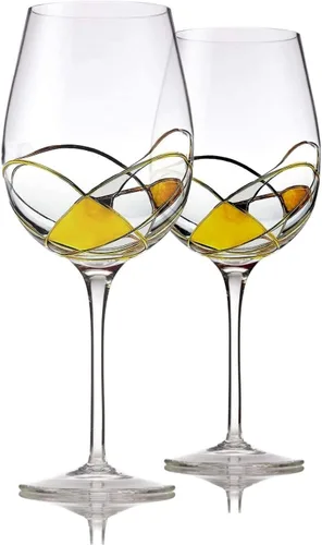 Miniatura 9 de Bezrat Juego de 2 copas de vino tinto, copa de vino pintada a mano, artículos esenciales para bebidas, 11 pulgadas de alto, vaso grande para amantes